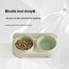 Eco-friendly Double Cat Bowl with Slanted Design - Protects Cervical Spine and Prevents Overturning, Suitable for Food and Water.