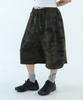 FUZZY SCAN Camo Cross Eyelet Bermuda Pants Dark Khaki