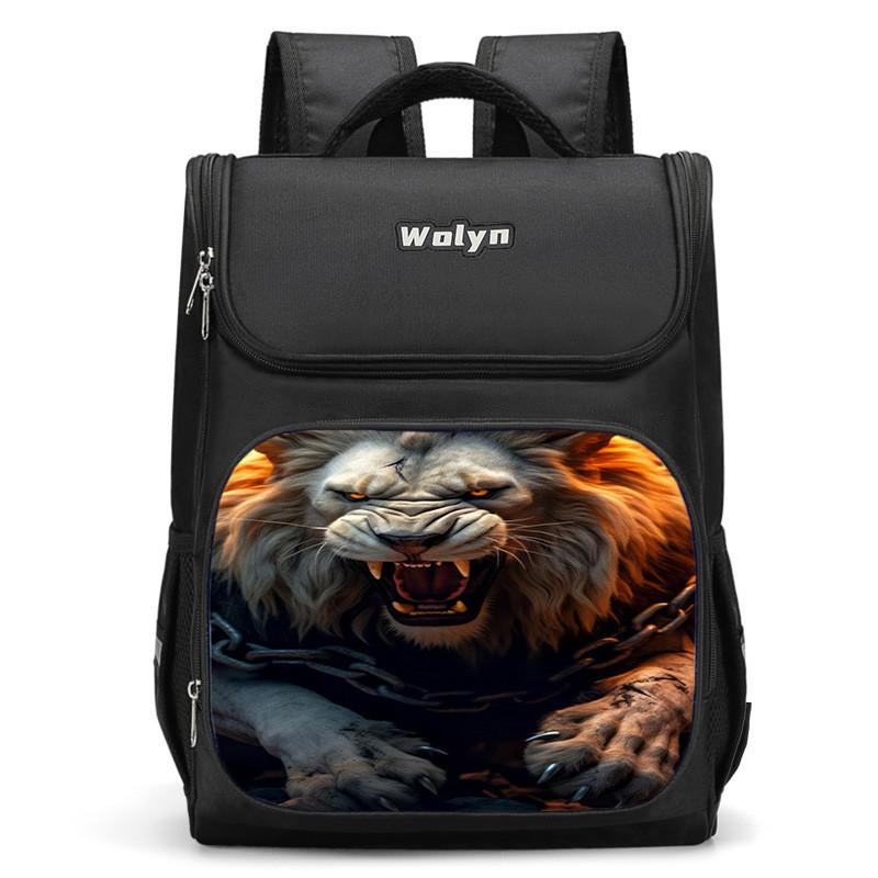 Spacious Lion-themed Backpack For Elementary School Kids Oxford Fabric Lightweight