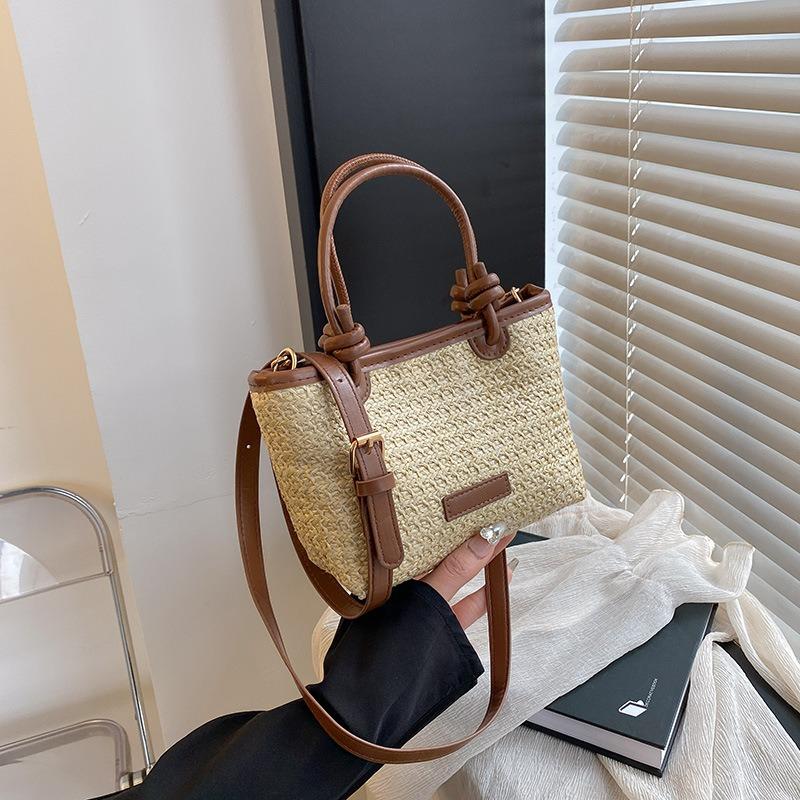 Summer New Hot-selling Straw Bags Vegetable Baskets Messenger Bags Fashionable and Simple Bucket Bags Women
