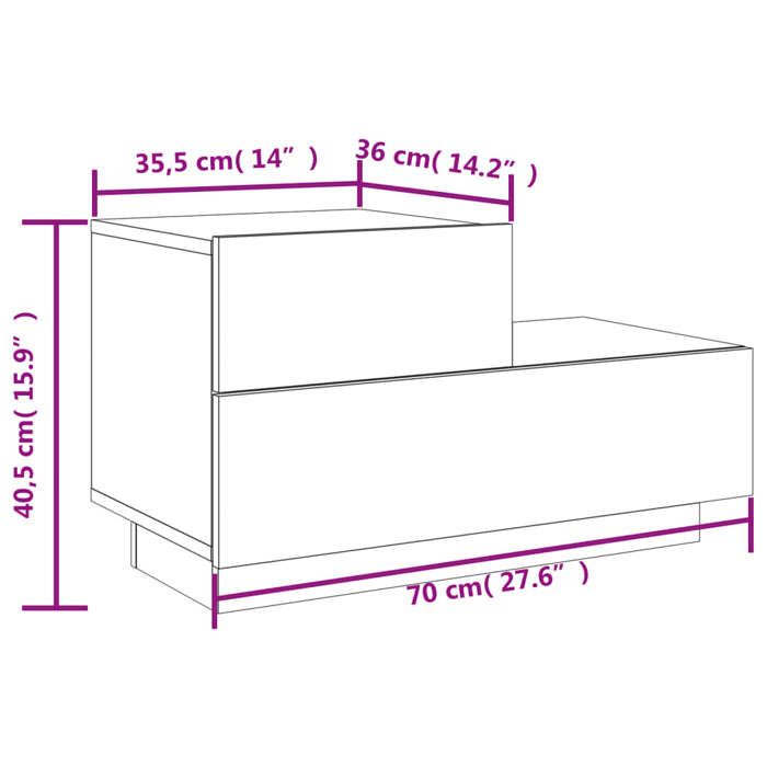 VidaXL Table de Chevet avec Lumières LED, Armoire de Nuit avec Rangement, Table de Nuit, Armoire de Chevet Chambre, Moderne, 836777