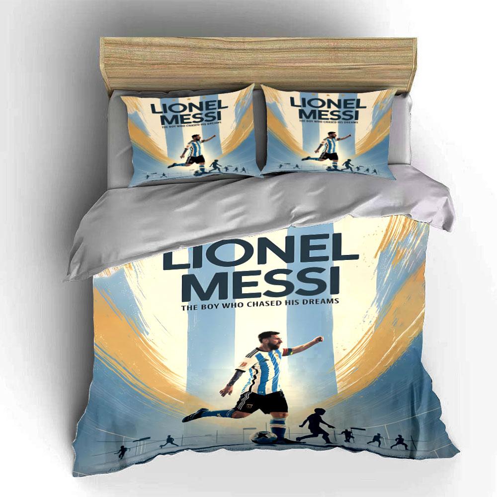 Set Biancheria da Letto Lionel Messi Copripiumino Federe (1 * Copripiumino 2 * Federe, senza piumino)