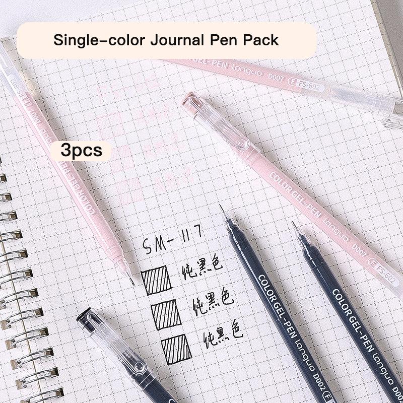 LANGUO 3Pcs/Set High-Capacity Overlayable Skin Tone Black Drawing Gel Pens for Art Marker Replacement School Supplies Stationery