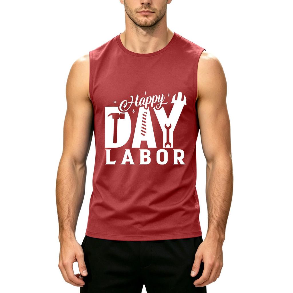Men's Sleeveless Casual Tank Top Labor Day Graphic Print Lightweight Soft Fabric Summer Shirt