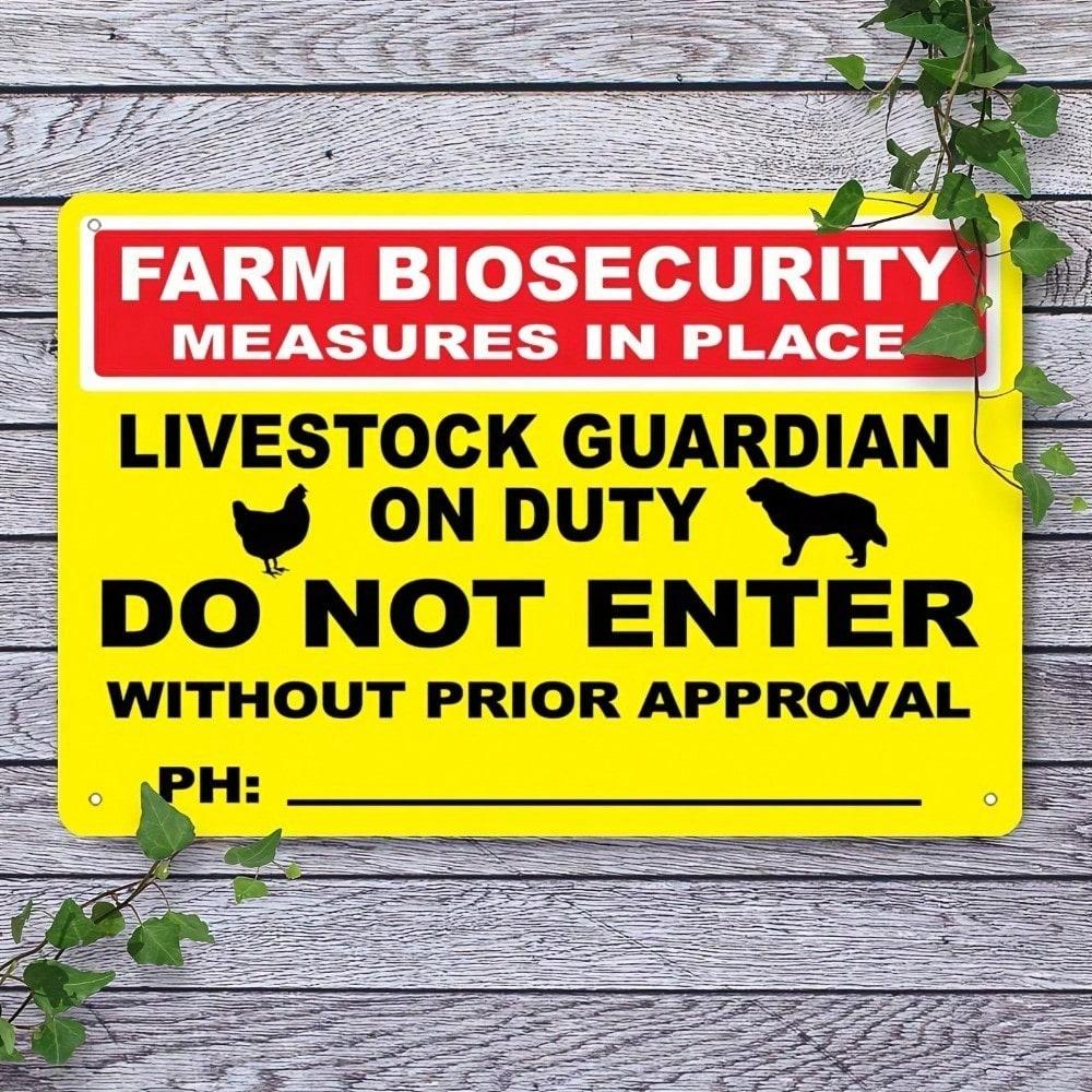 1 шт. Металлическая табличка Vale Farm Биобезопасность Животноводство Предупреждение Осторожно Опасность Предупреждение о безопасности Без рамки 8x12 дюймов (Multicolor,TYA-1080195-20x30) разноцветный
