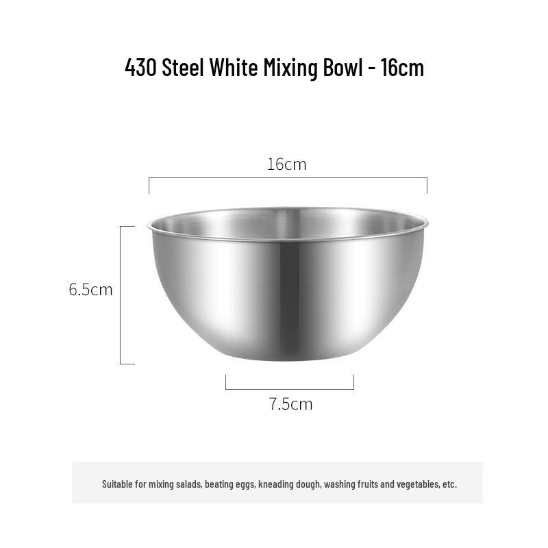 Extra Thick Food-Grade Stainless Steel Basin with Scale for Vegetables & Dough—Household Kitchen Mixing Bowl