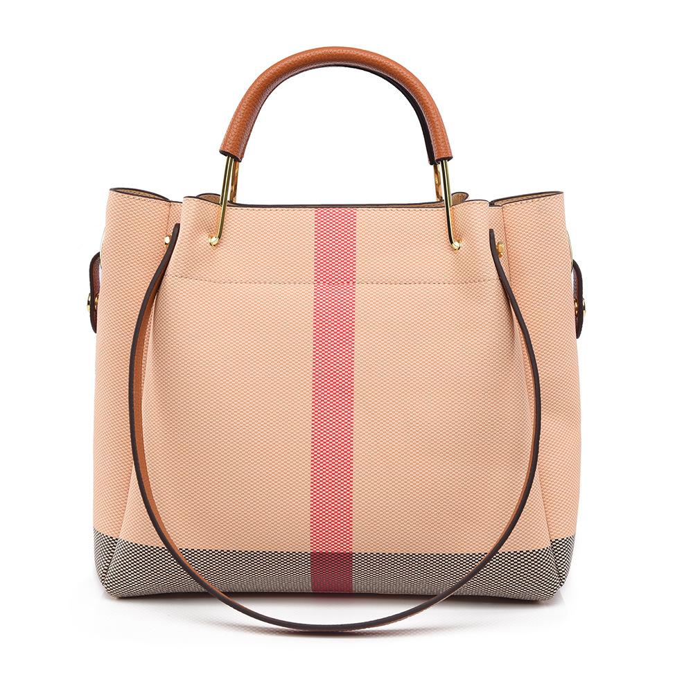 

Европейская и американская популярная большая сумка-тоут Весна Новая мода Розовая клетка Женская сумка-ведро Высококачественная текстура ПУ кожа Женские сумки