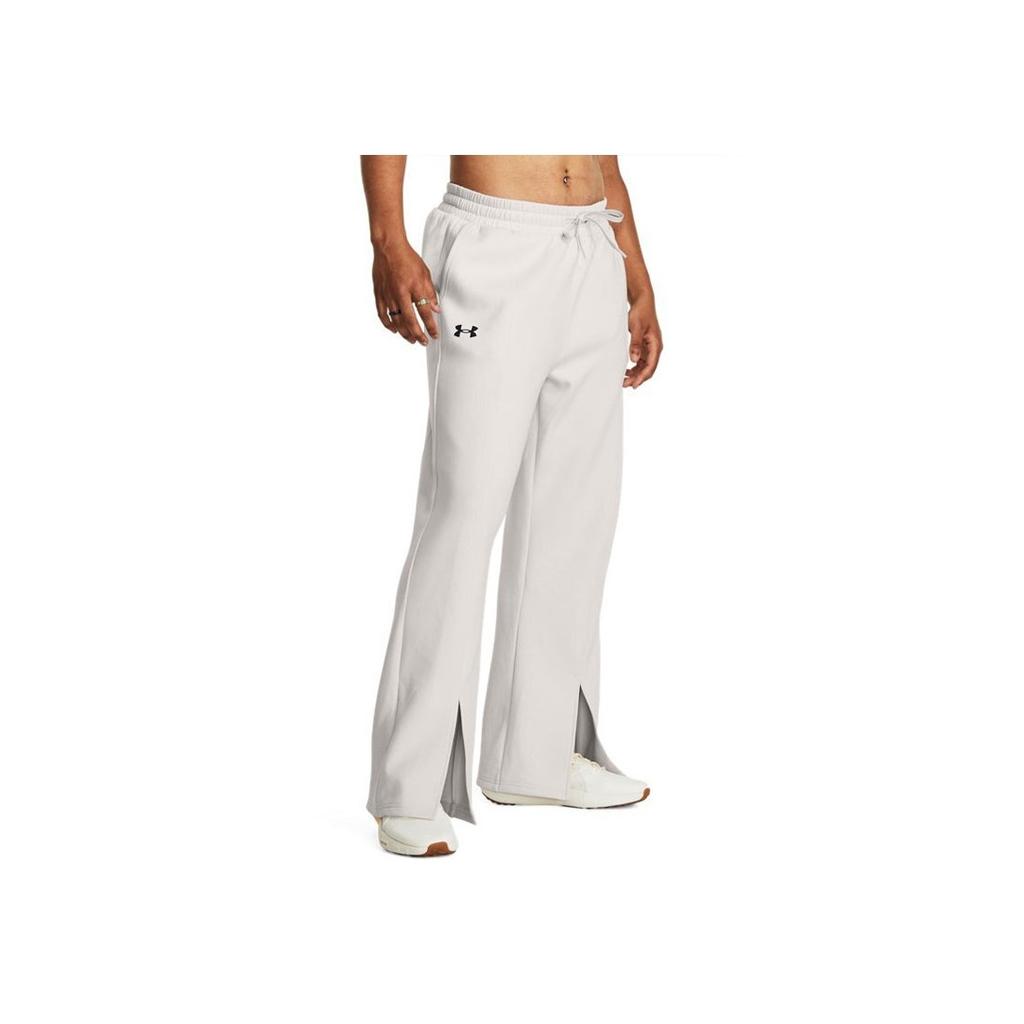 Under Armour Solid Color Mid Waist Split Loose Drawstring Casual Pants Women pants White 1379847-114