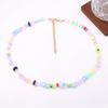 Summer fresh and gradual change colored glass beads flower beaded necklace sweet girl holiday travel trend woman