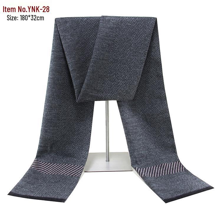 2026 Men's Winter Warm Plaid Scarf - European & American Style, Imitation Cashmere, Long Scarf