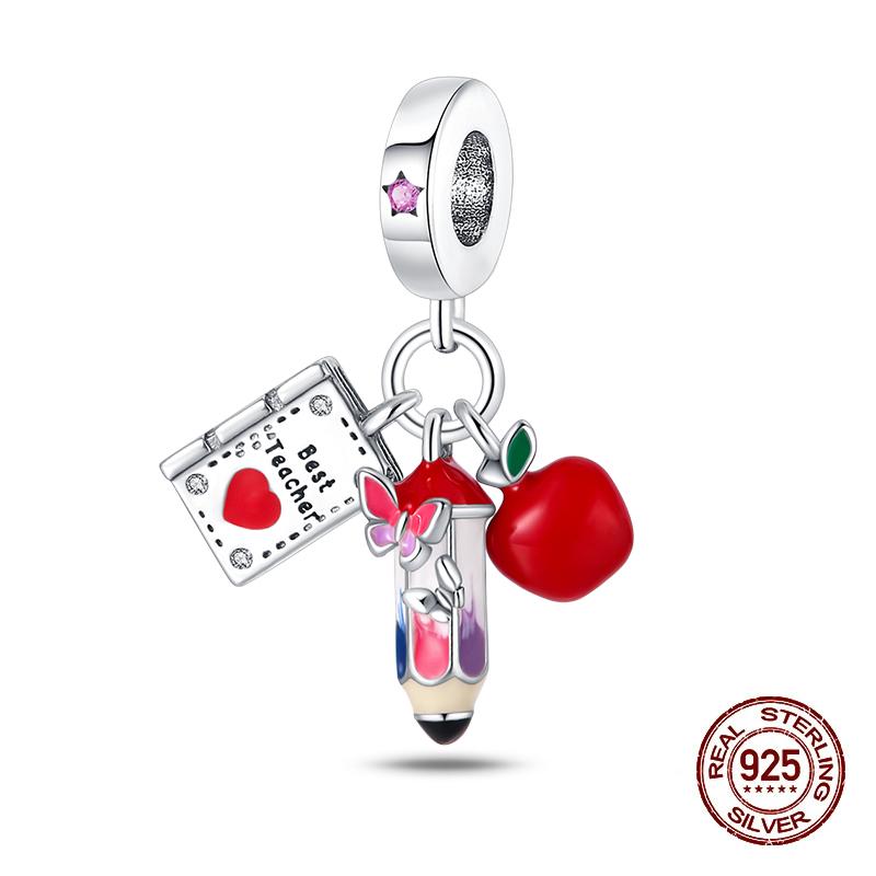 100% Copper Strawberry Lipstick Ladybird China Red Charms Beads Fitoriginal Bracelets For Women Diy Jewellery