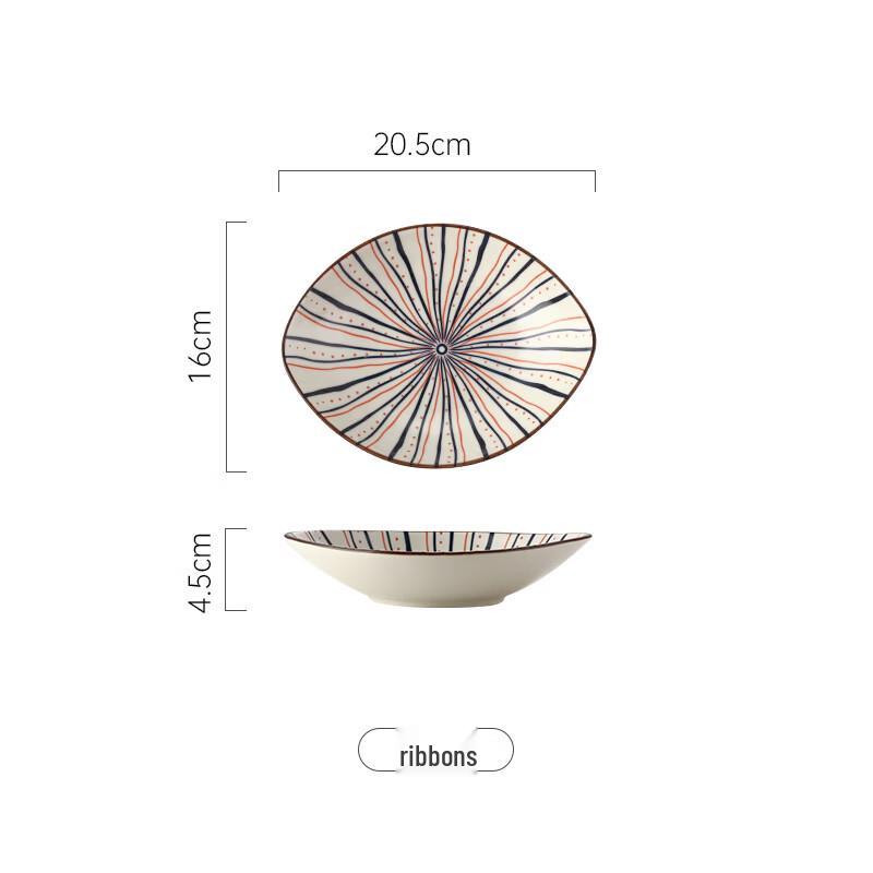 

De Rui En Retro Japanese Underglaze Ceramic Olive Boat Plate