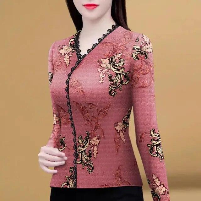 

Повседневная женская кружевная тонкая футболка с v-образным вырезом, осенняя мода, пуловер с длинными рукавами и принтом в стиле пэчворк, тонкий пуловер S бежевый