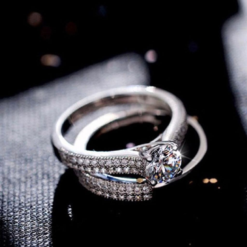 1 pair Vintage Halo   Copper Wedding Ring Set For Women Lady Anniversary Gift Jewelry Bulk Sell