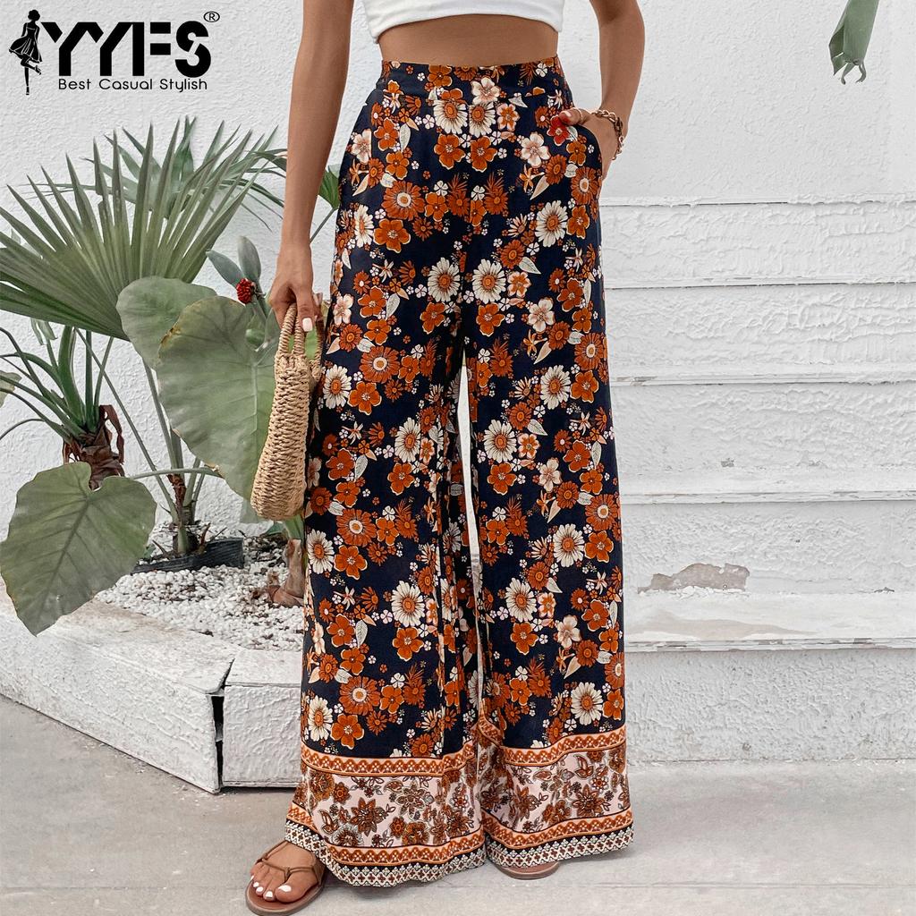 YYFS Women's Vintage Bohemia Casual Floral Print Trousers Pants & Capris