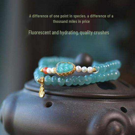 A-Grade Blue Water Jade Bracelet with 925 Silver, Chinese Style, Ice-Clear Abacus Beads, Gift-Ready