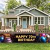Happy 70th Birthday Banner Backdrop Black gold Birthday Party Decorations Photography Props Sparkle Balloon Background
