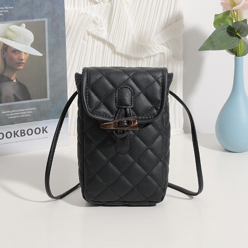 Casual embroidery rhombus shoulder messenger mobile phone bag, a new versatile women's bag
