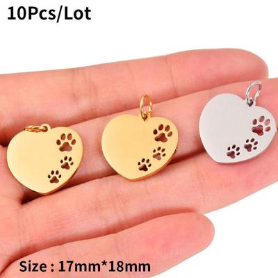 10 Teile/los Hohl Pfote Herz Charms Edelstahl Spiegel Poliert Charms Herz Pfote Charm Anhänger Für Schmuck Machen