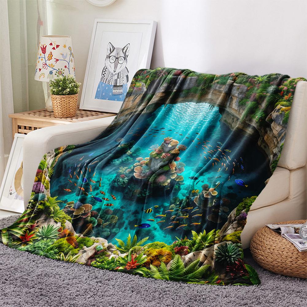 1PC 3D visual effects Print FlAannel Blanket, High quality Comfortable for All Seasons, Home Decor, Warmth and Comfort
