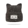 New cute cat ear patch solid color knitted hat autumn and winter face small wool hat warm ear protector pullover hat cold hat