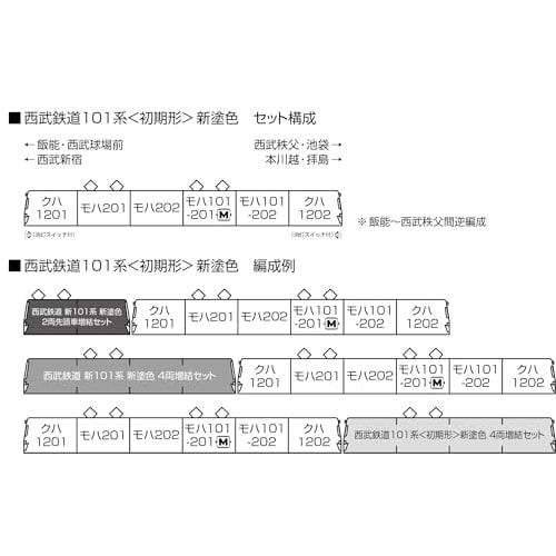 KATO N Gauge Seibu Railway Series 101 Early Model New Paint Set of 6 Cars, Model Train 10-1358