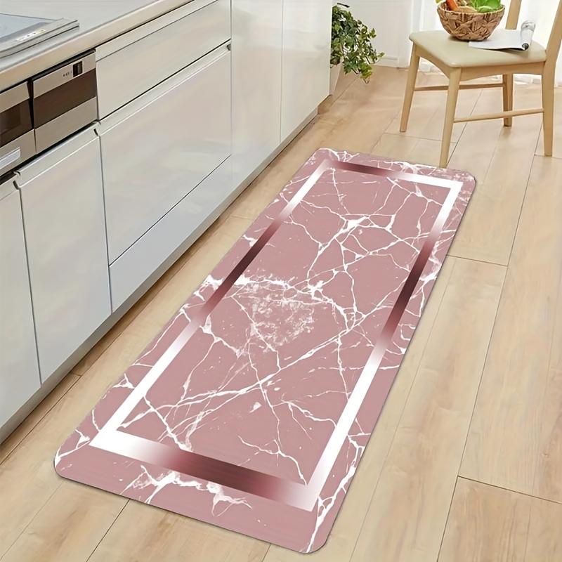 

1Pcs Anti Fatigue Kitchen Rugs,Rose GoldMarble Print Waterproof Non-Slip Thick Cushioned Kitchen Mat Heavy Duty Comfort Standing Mat for Kitchen 40*60cm