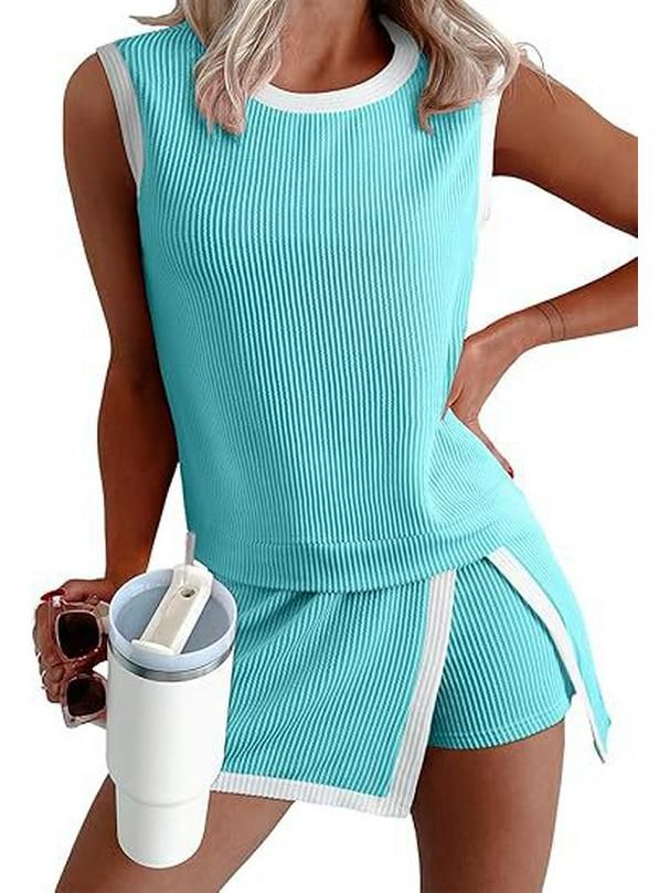 Women's Casual Round Neck Loose T-shirt and Elastic Waist Pants Skirt Set 2026