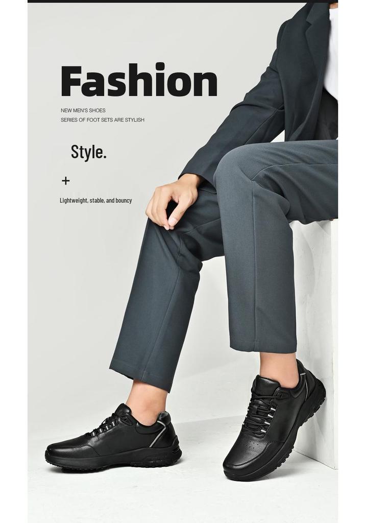 2025 Men's Live Broadcast Casual Soft Sole Dad Shoes - Winter Breathable Leather Sneakers