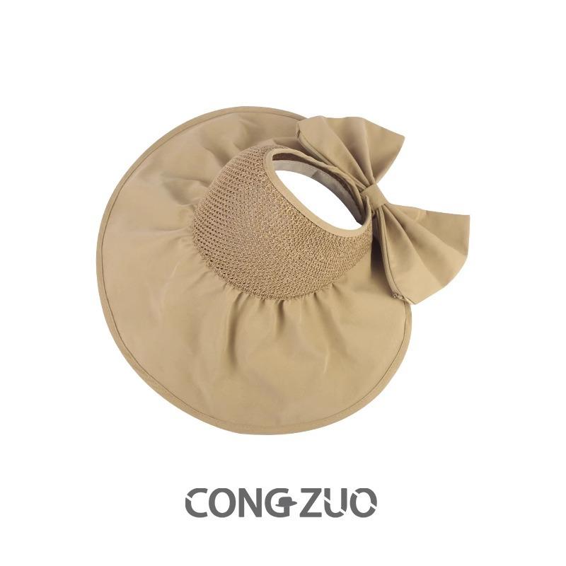 Vinyl Hollow Big Brim Fisherman Empty Top Hat Ponytail Sunshade Versatile Sunscreen Hat Women's Summer