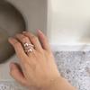 Popcorn Texture Double Orb Ring Simple Dragon Scale Cross Geometric Orb Ring Elegant Simple Women Rings