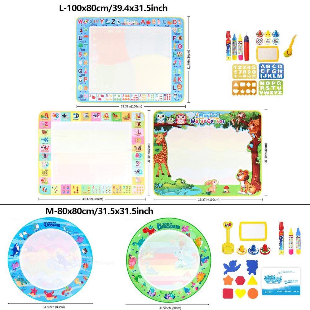 No Mess Magic Water Drawing Mat Doodle Board Reusable Educational Toy With Pens  Stamps Gift For Toddler Boys Girls