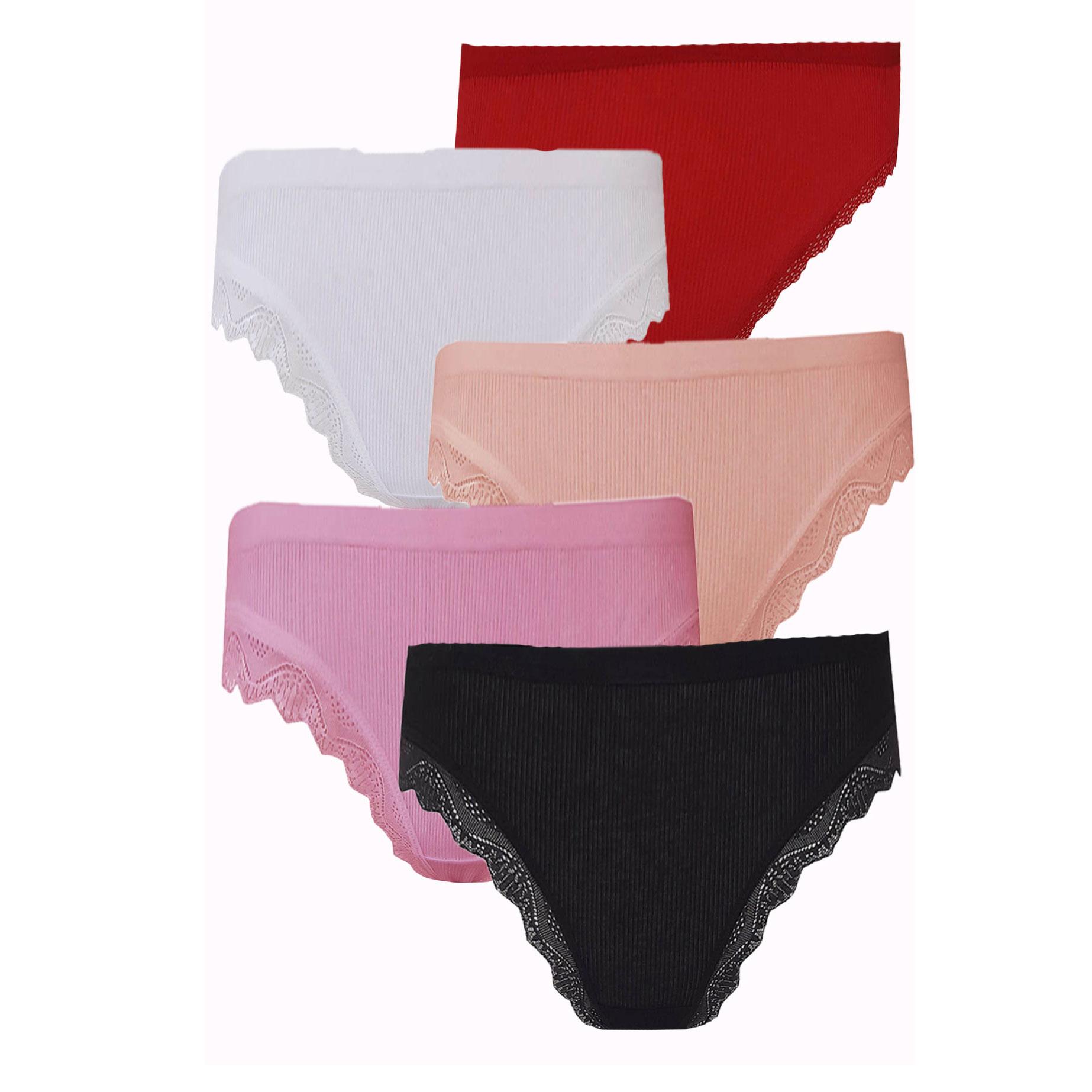 

5li Kadın Kaşkorse Dantelli Bikini Bayan Külot Pamuklu Renkli M-L різнокольоровий