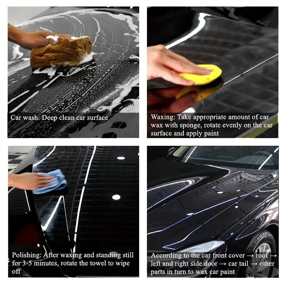 200g KJM Black Car Wax - Crystal Electroplating, Waterproof and Hydrophobic Coating, Enhances Gloss and Protection, Easy To Use