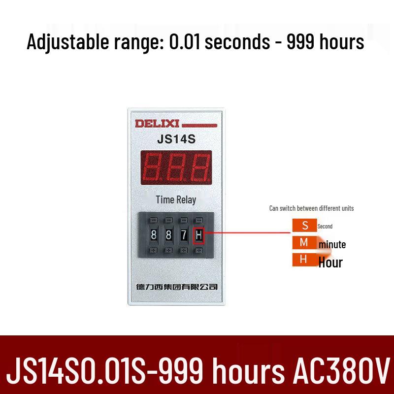 Delixi JS14S Digital Time Relay, 0.1S-9999H, 220V/380V Controller
