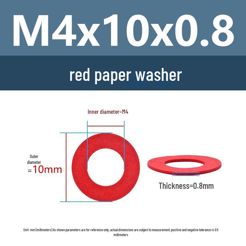 Yigu Red Mica Paper Washer Gasket M2-M20 Flat Washer