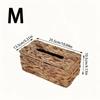 Natural Fiber Snap Closure Multi Scene Use Storage & Decor All In One Boho Style Woven Tissue Box with Lid