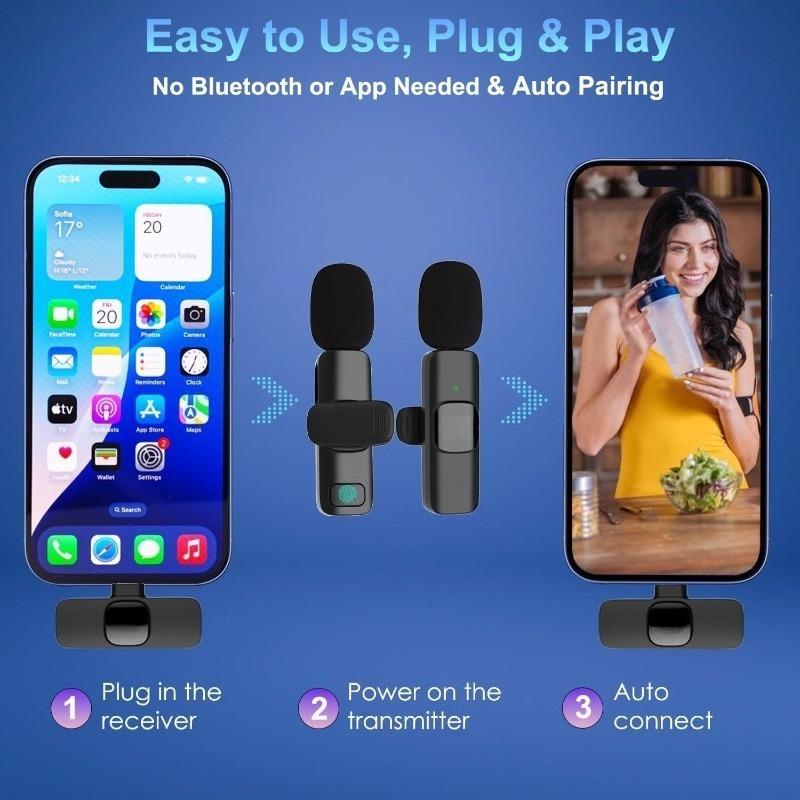 Wireless Lavalier Microphone For iPhone 15/16/17 Series Android Devices Noise Cancelling Mini Lapel Microphone for Vlogging MicGood product