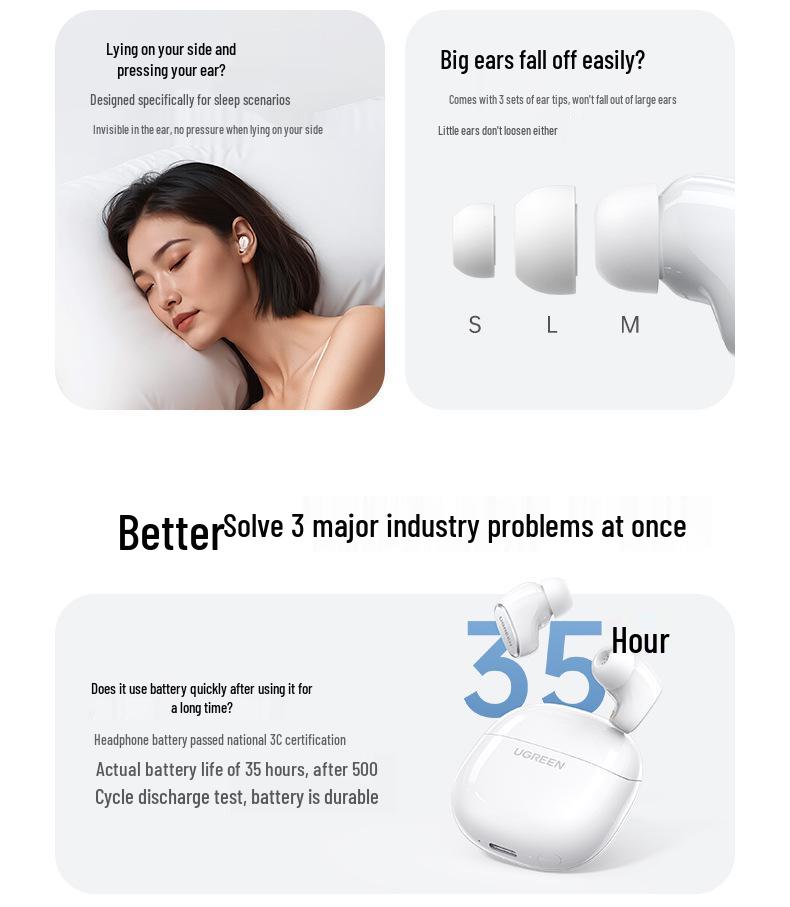 UGREEN A3 In-Ear Bluetooth Earphones - Noise-Canceling, Compact, High-Quality Sound, Long Battery Life 