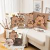2D flat printing Cute Capybara Pillows Funny Cartoon Style Polyester pillowcase, sofa decorative cushion cov