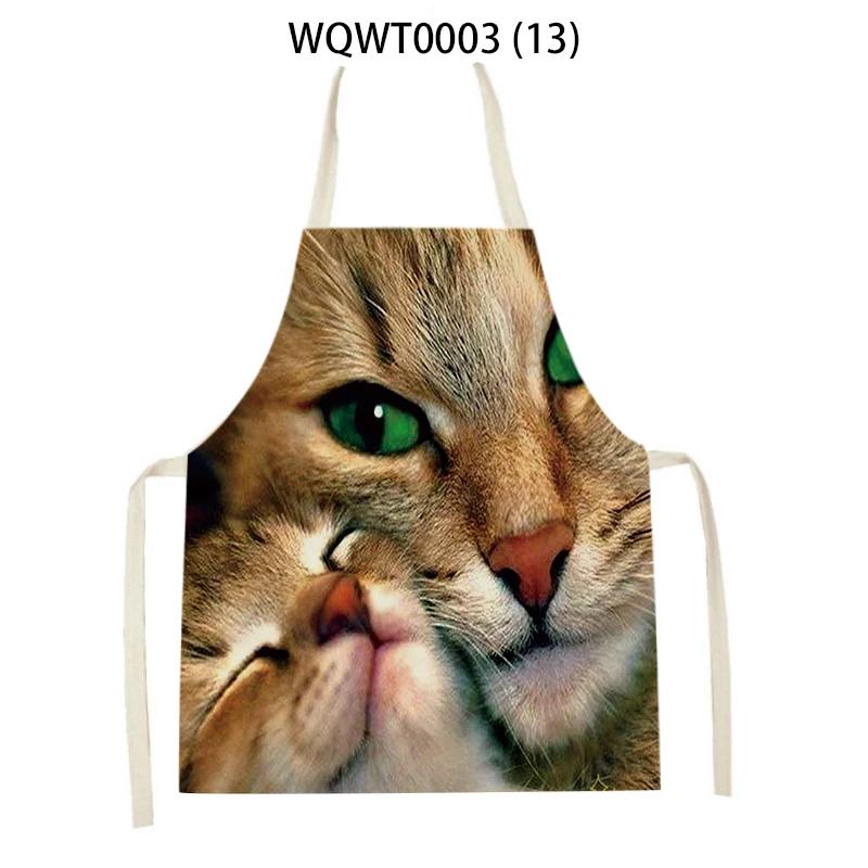 Süßes Katzenmuster Küchenschürzen Hauskochen Backen Leinen Reinigungs-Schürze Cartoon-Tier Ärmellose Schürze Hüftschürze