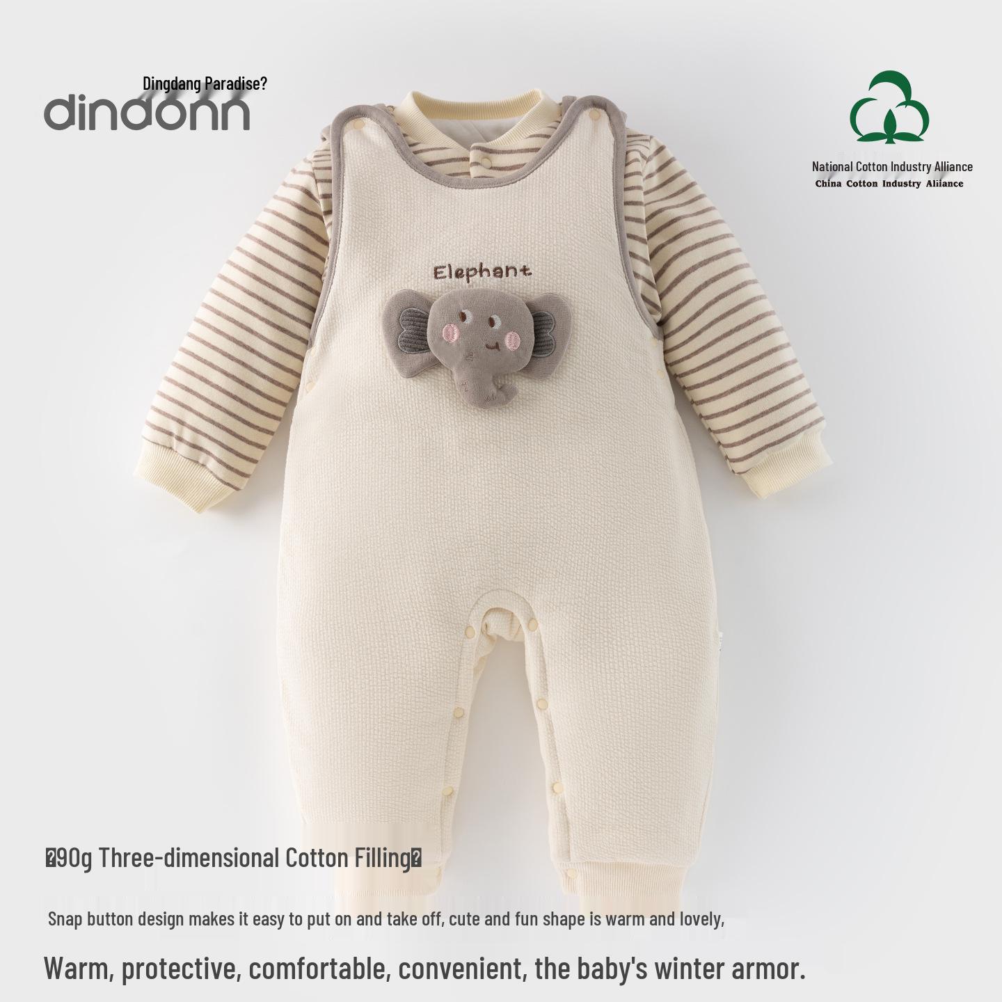 

Autumn-Winter Quilted Baby Jumpsuit Set - Thick Warm Cotton Overalls (90g)