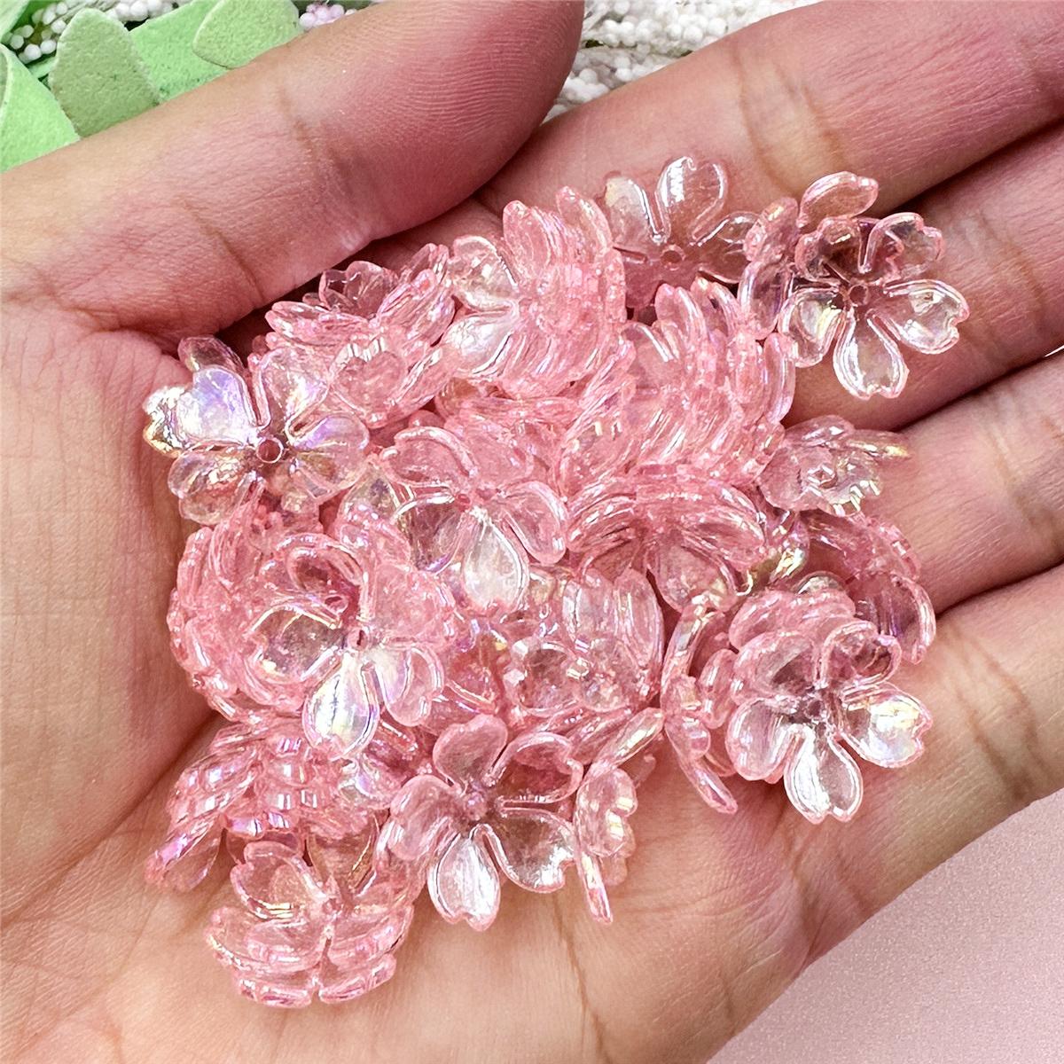 

100 шт. 14,7 мм прозорі акрилові сережки з квіткового бісеру Gesang для виготовлення ювелірних виробів Браслети своїми руками Аксесуари для намиста рожевий