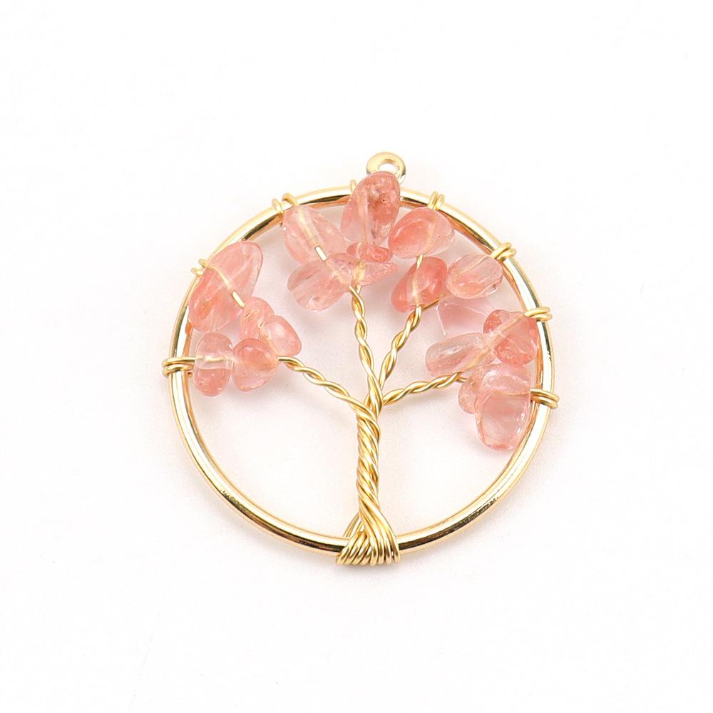 3Cm Tree Of Life Pendant Natural Crystal Gravel Fortune Tree Necklace Accessories N114