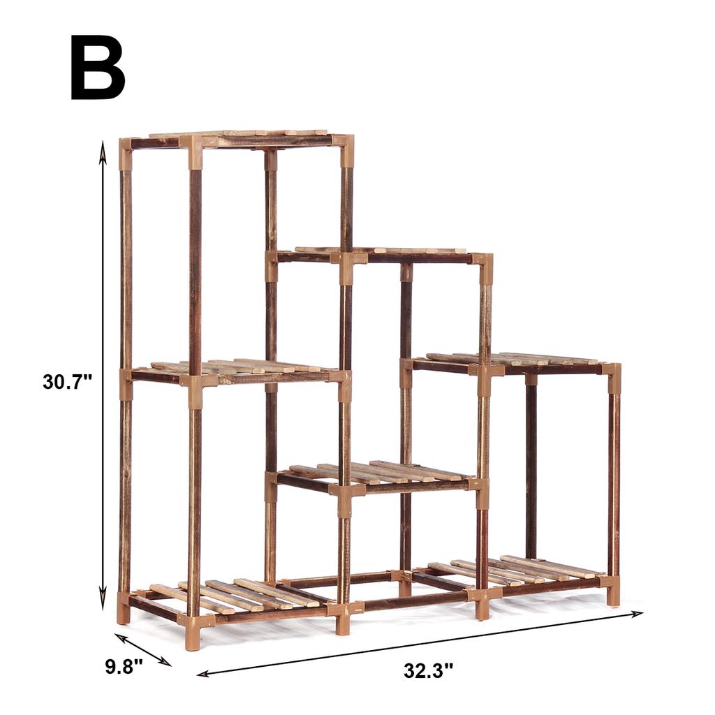 Supporto Per Piante In Legno Naturale A Più Livelli - Scaffale Portavaso Per Interno/Esterno - Balcone, Giardino, Soggiorno - 2