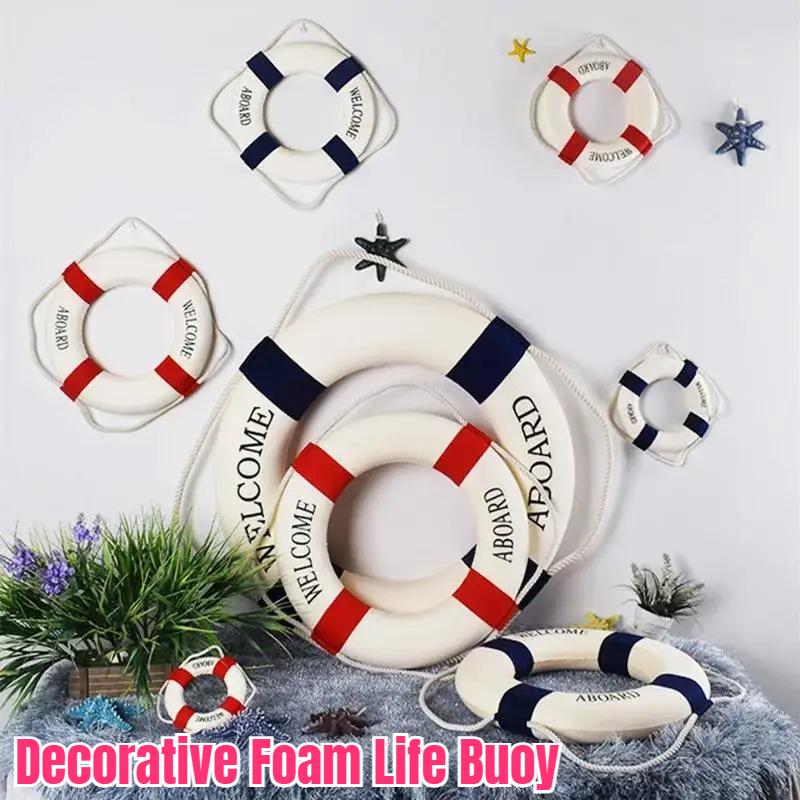 14/20CM Nautical Life Buoy Wall Decor Red Blue Life Ring Art Mediterranean Beach Style Home Living Room Wall Hanging Ornament
