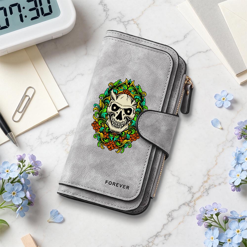 Gothic Skull Pattern Long Wallet for Women