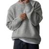 Men's Solid Color Round Neck Knit Sweater - Warm, Thick, and Versatile for Spring and Autumn