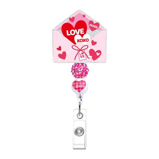 

DIY Beaded Badge Holder Valentine s Day Badge Clip Adjustable Extendable Lanyard for Keys ID Card Creative Gift for Couples