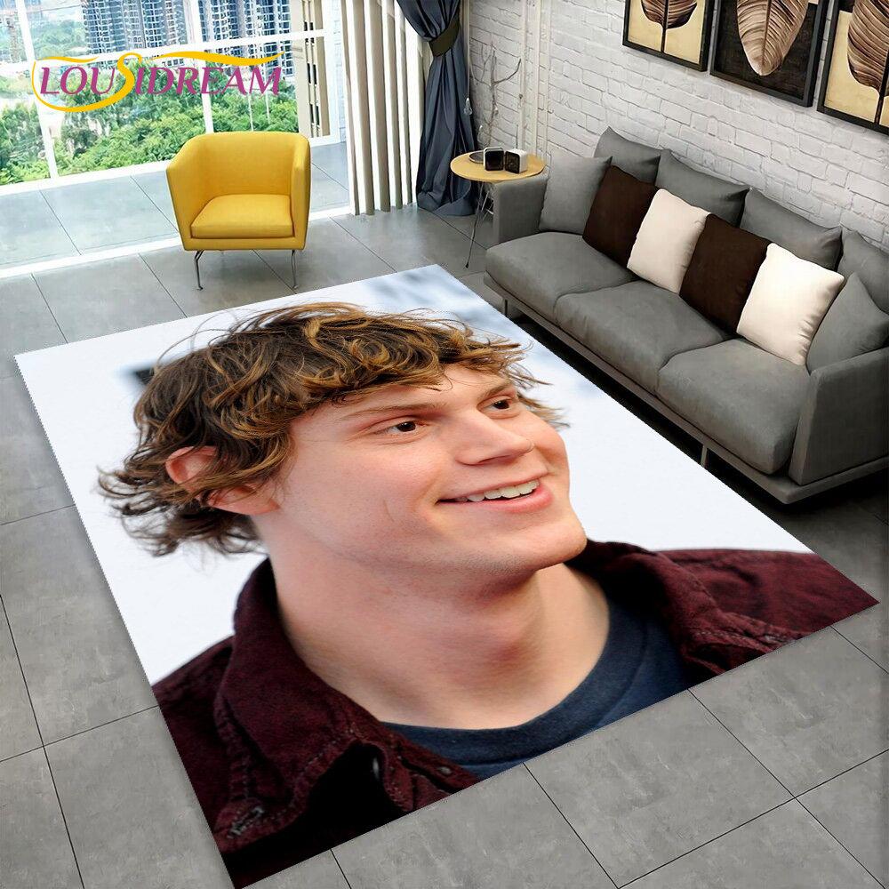 Cute Evan Peters Movie TV  Actor Area Rug,Carpet Rug for Home Living Room Bedroom Sofa Doormat Decor,kids Non-slip Floor Mat 3D